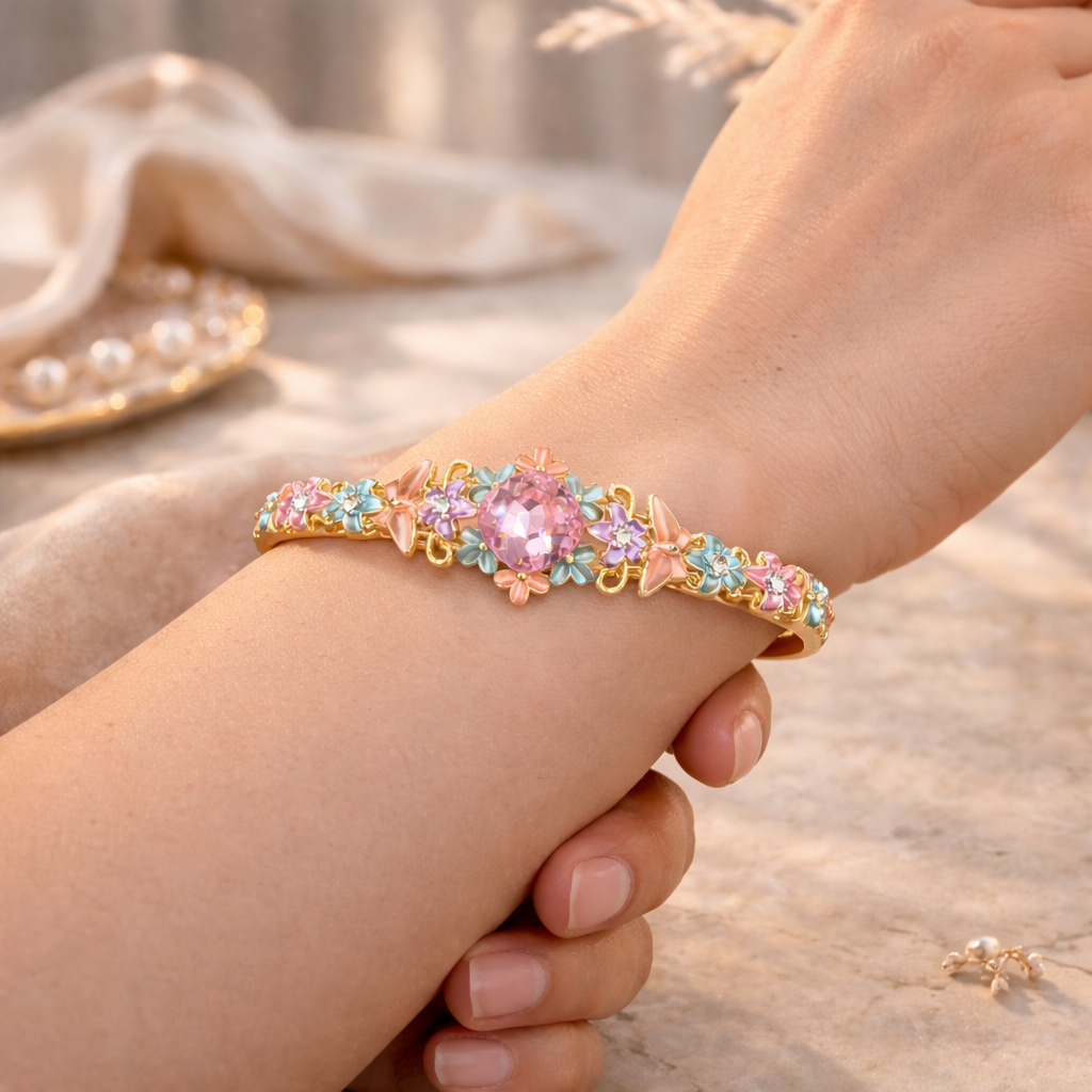 Pastel Blossom Heart  Kada Bracelet