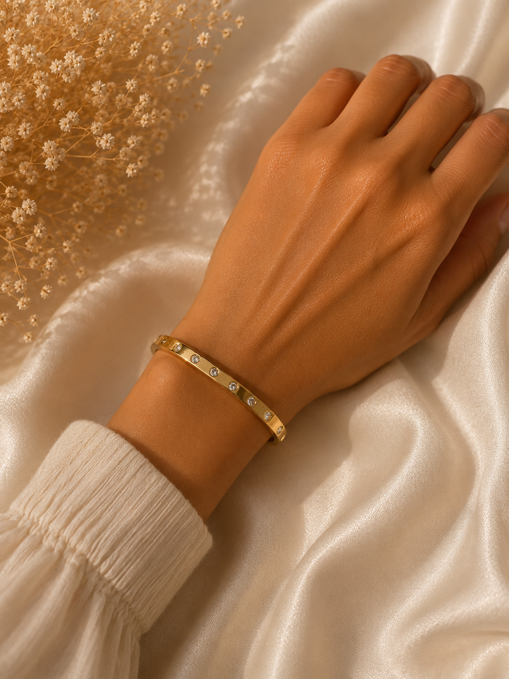 Anti-Tarnish Stone Kada Bracelet