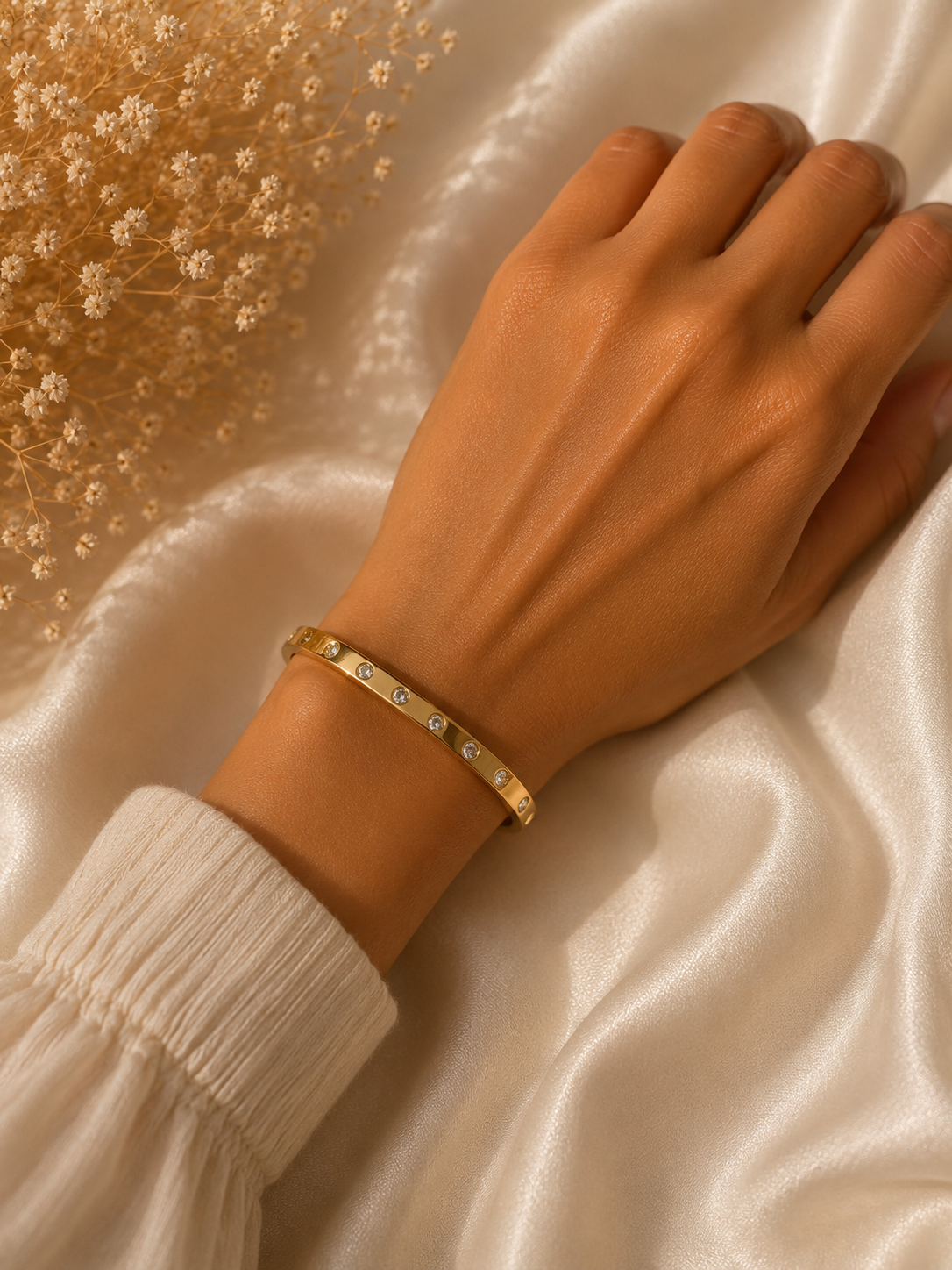 Anti-Tarnish Stone Kada Bracelet