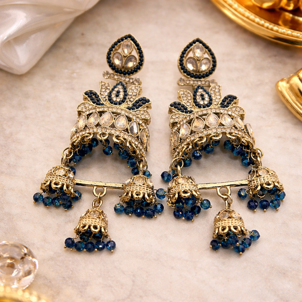 Aqua blue Jhumka Earrings