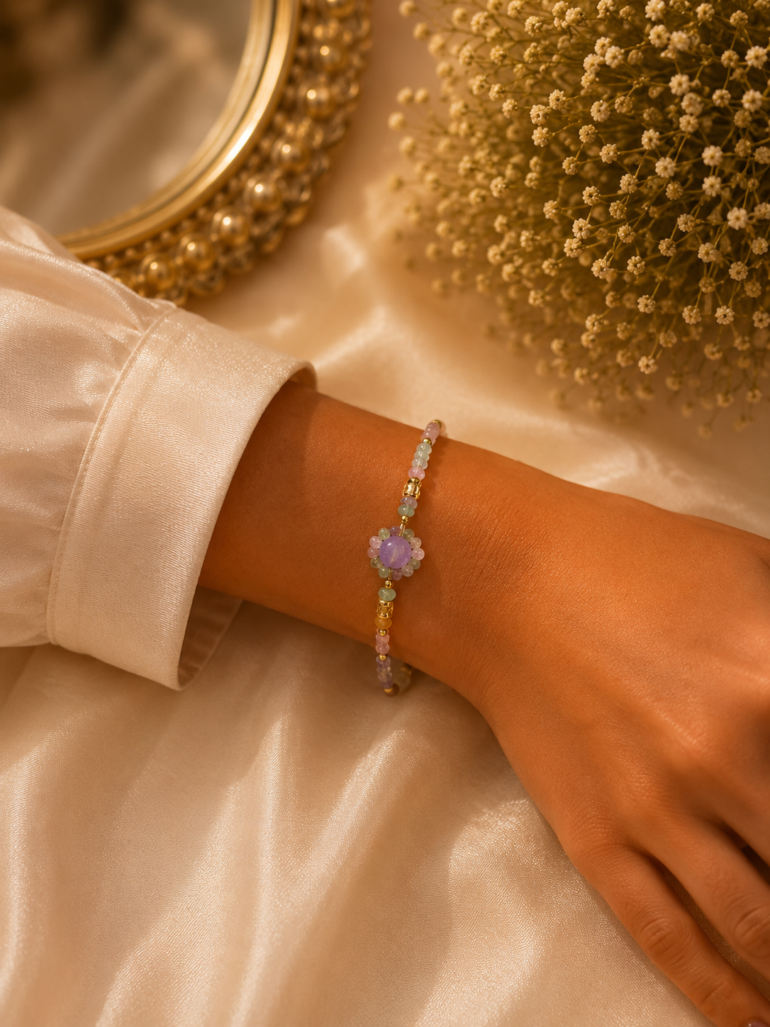 Pastel Bloom Beaded Bracelet