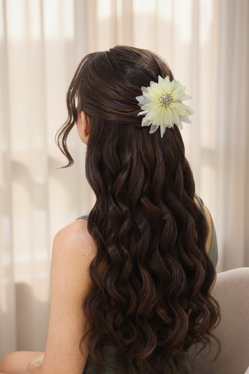 Yellow Floral Crystal Hair clip