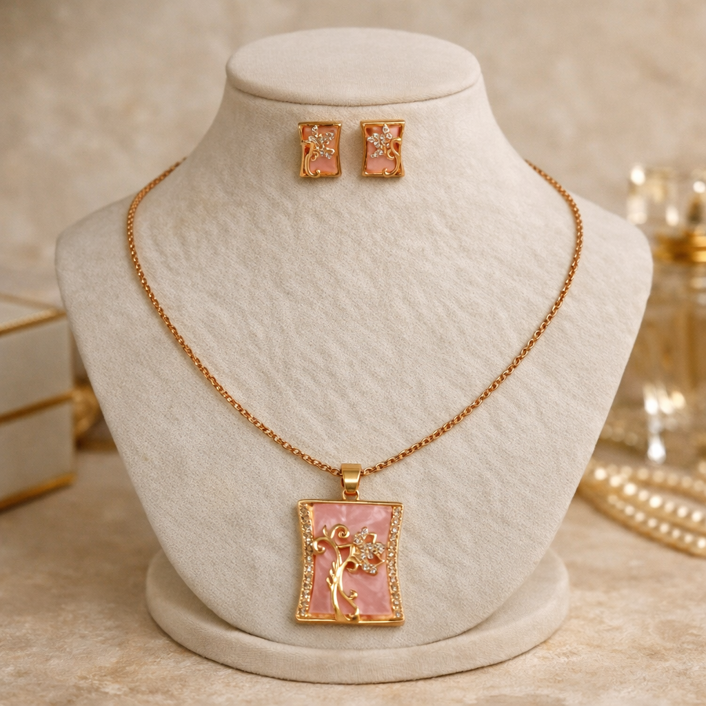 Blush Pink Floral pendant set