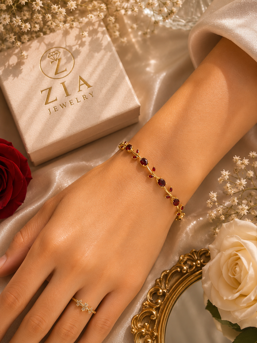 Blooming Tulip Golden Red Bracelet
