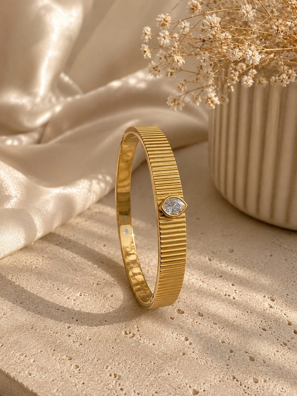 Cut Crystal 18K Gold Plated Kada Bracelet