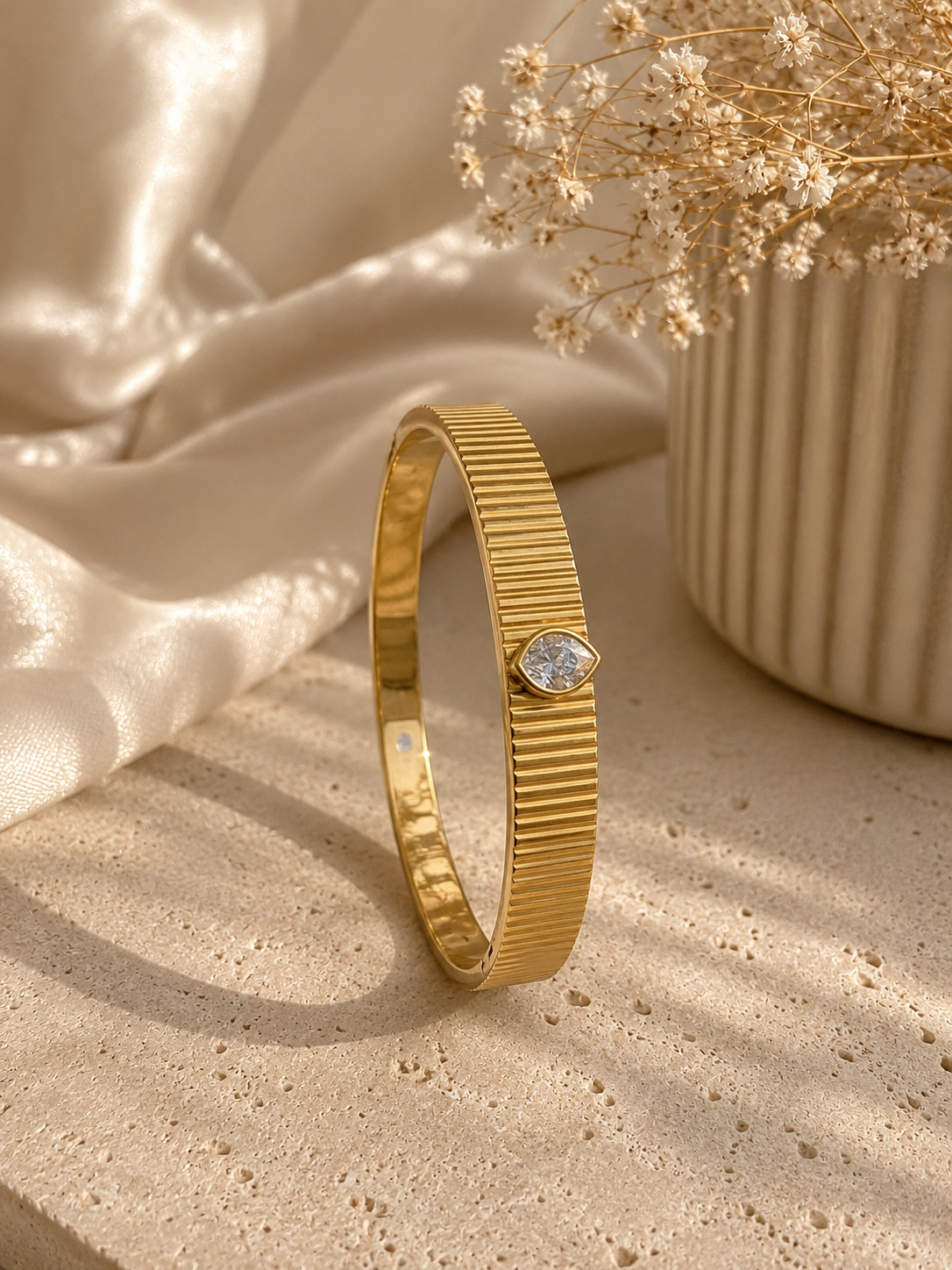 Cut Crystal 18K Gold Plated Kada Bracelet
