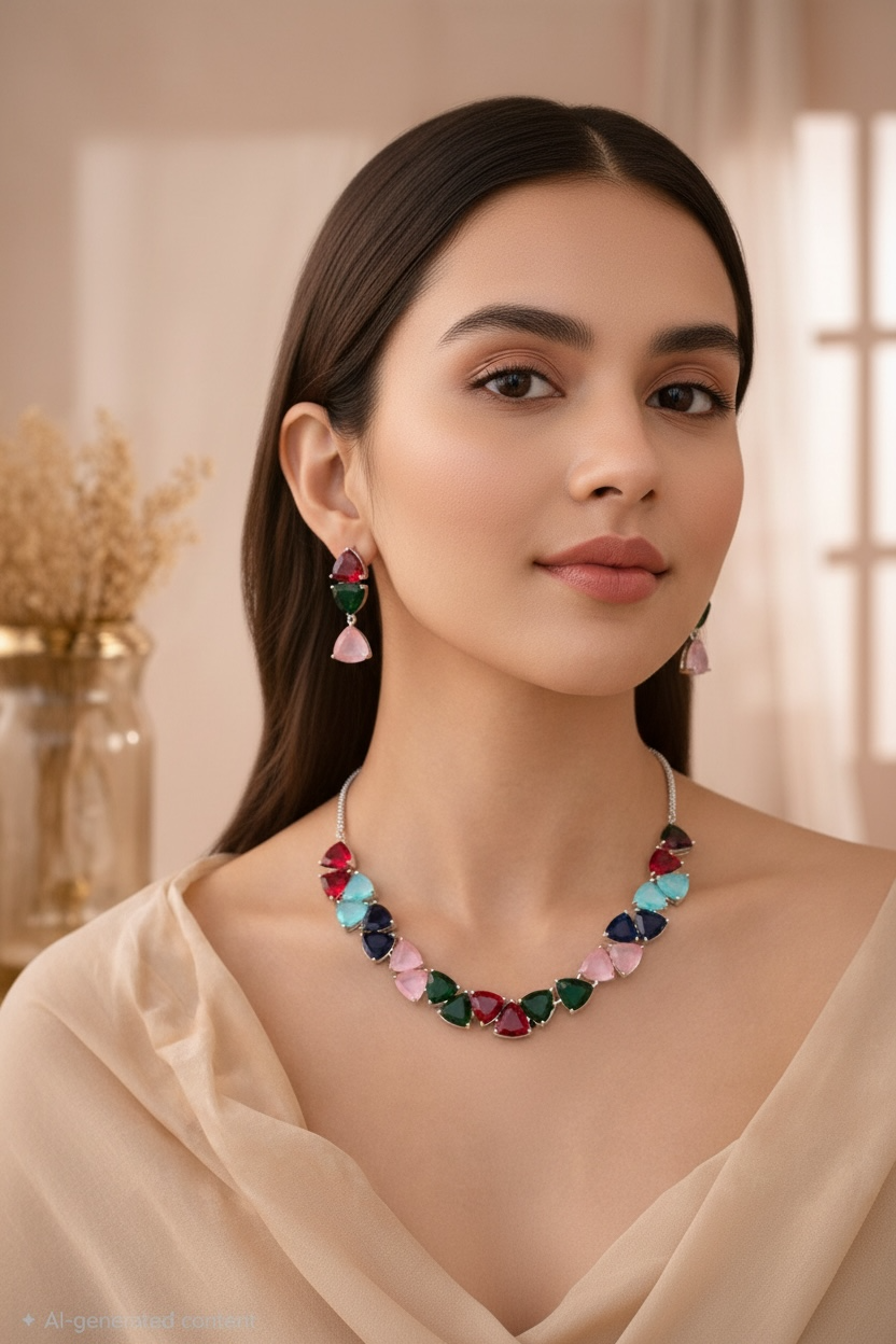 AD Rainbow Crystal Necklace