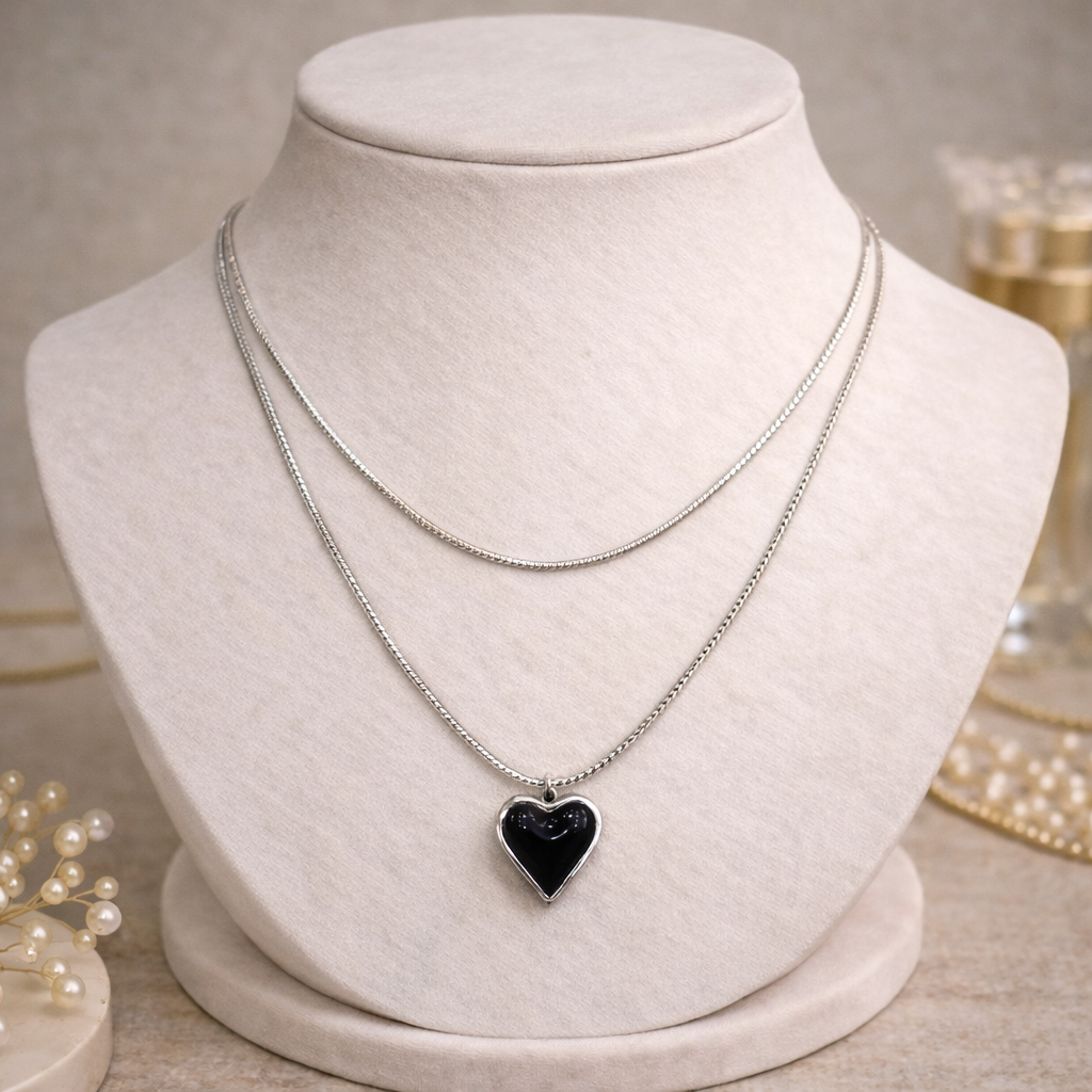 Silver Heart Drop Pendant