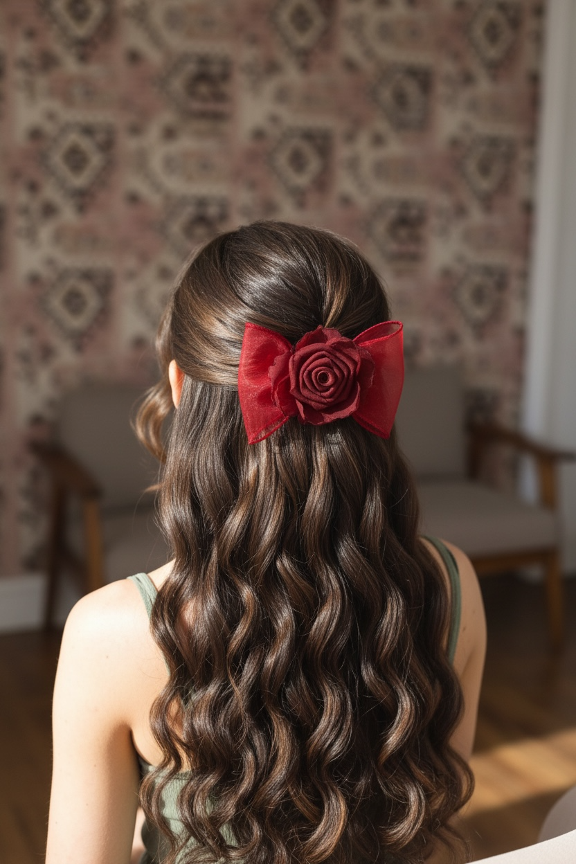 Rose Bow Hair clip