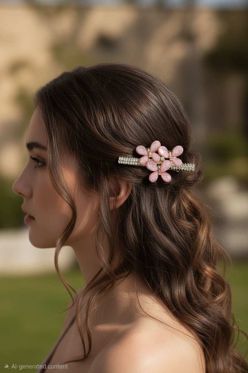 Floral Crystal Hair Clip