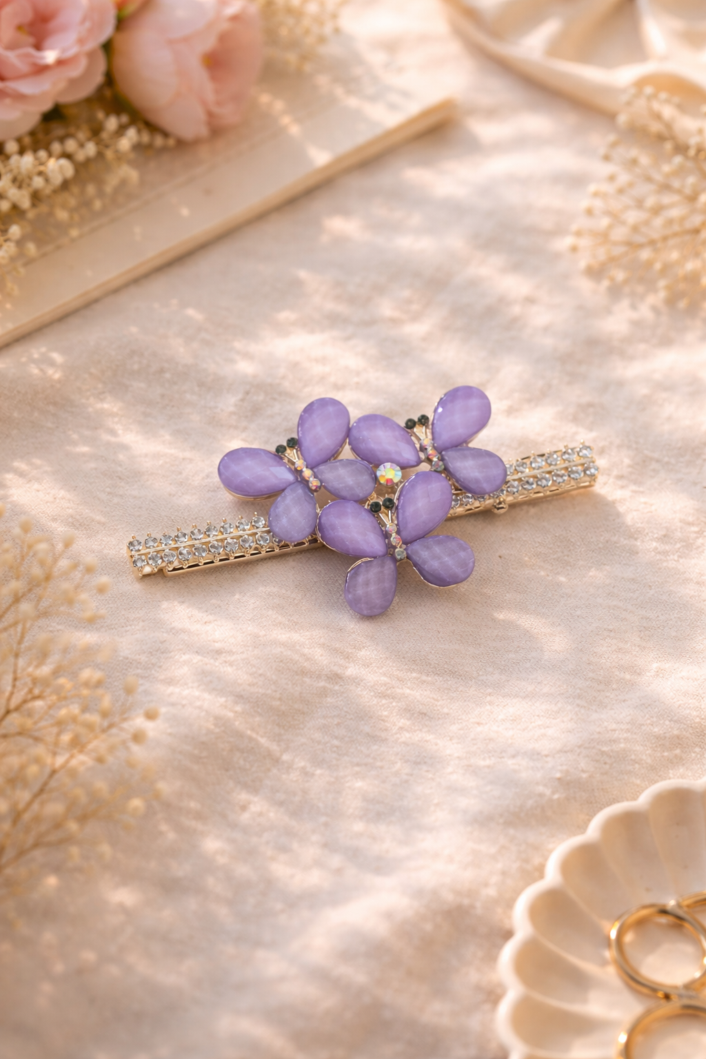 Floral Crystal Hair Clip