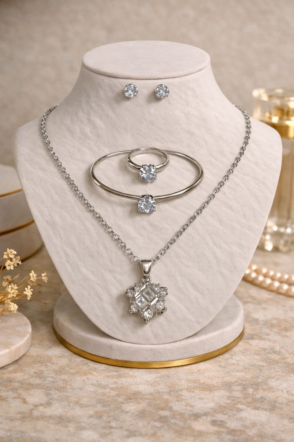 Silver Crystal pendant set