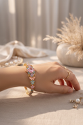 Pastel Blossom Heart  Bangle Bracelet