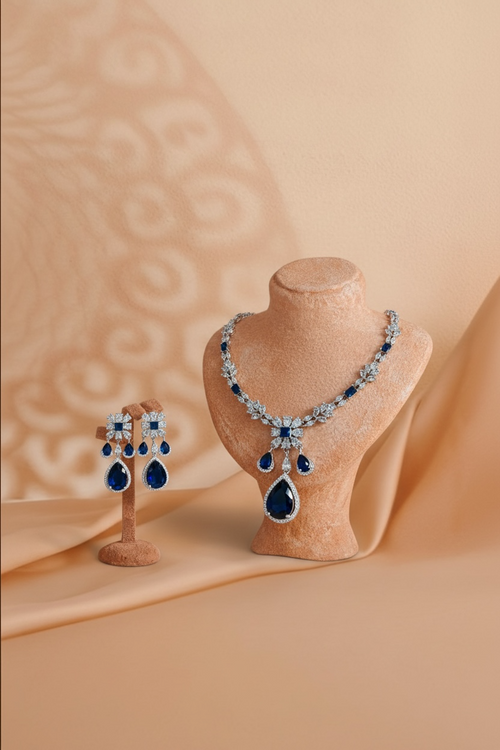 AD Blue Sapphire Crystal Necklace