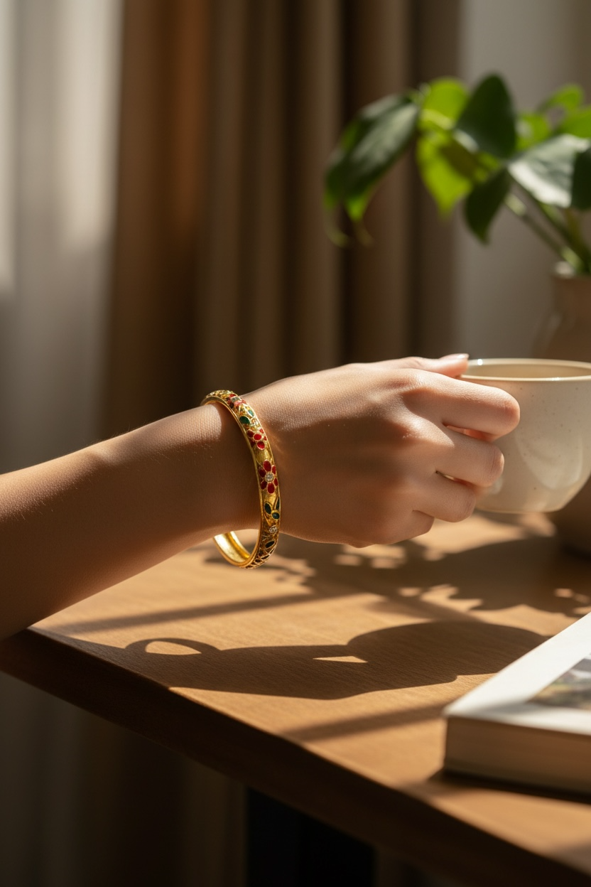 Mint Blossom Bangle Bracelet