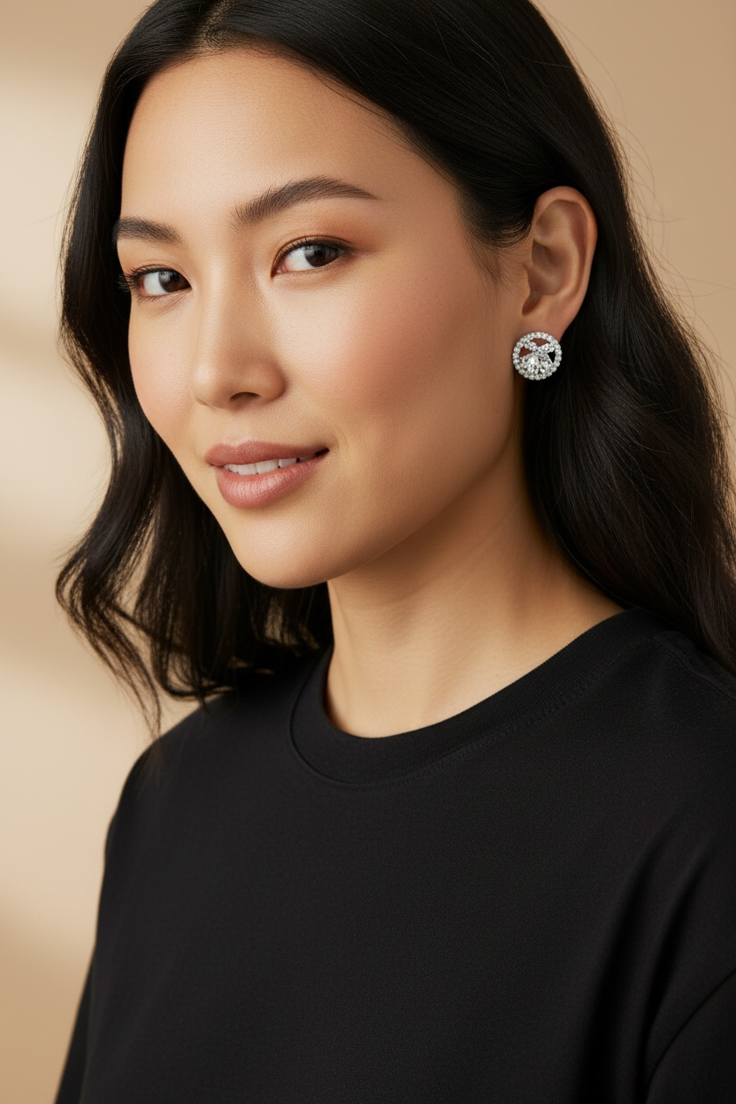 AD Crystal silver Stud