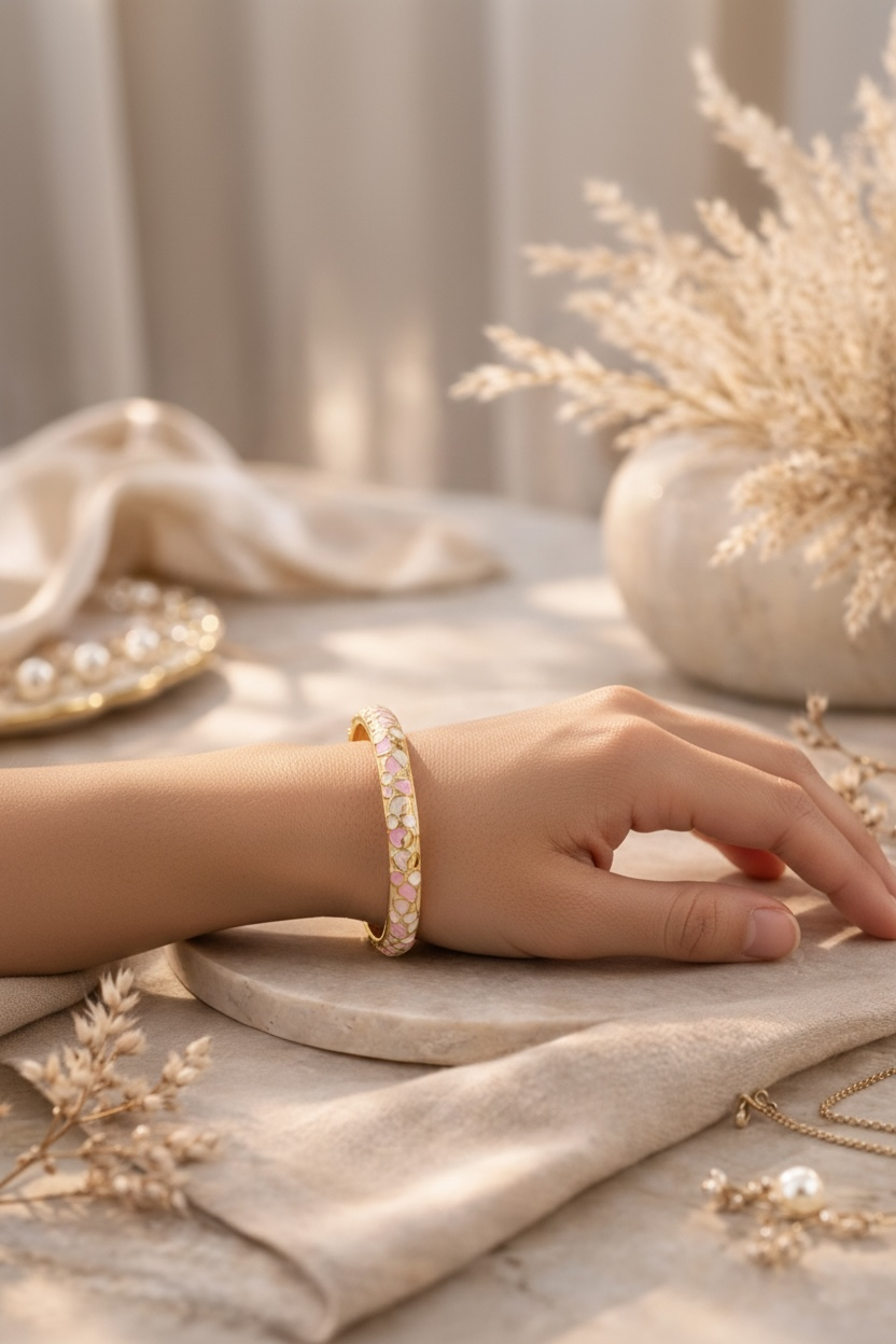 Pink Blossom Bangle Bracelet