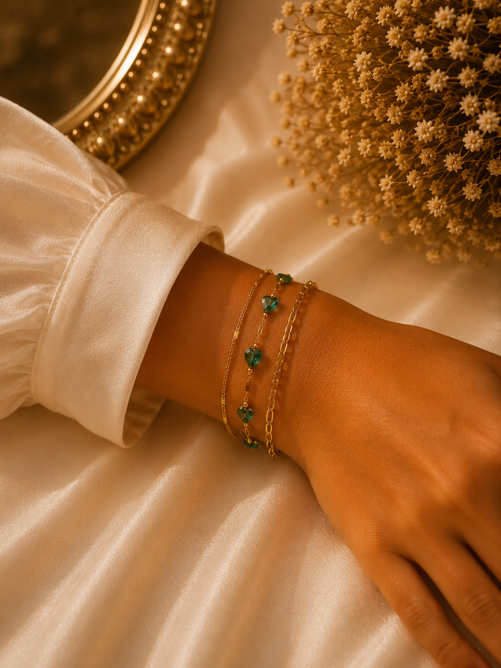 Emerald Heart Charm Bracelet