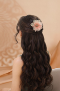 Peach Floral Crystal Hair clip