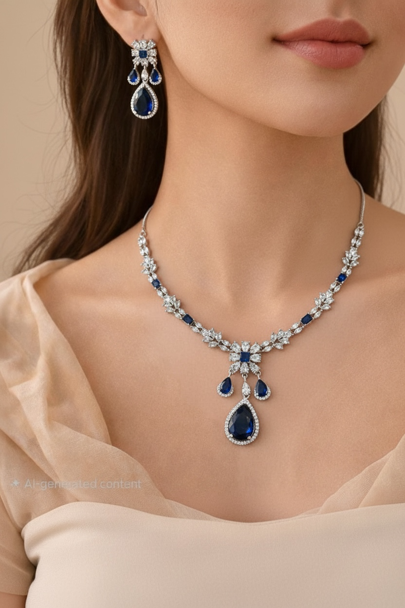 Blue Sapphire Crystal Necklace