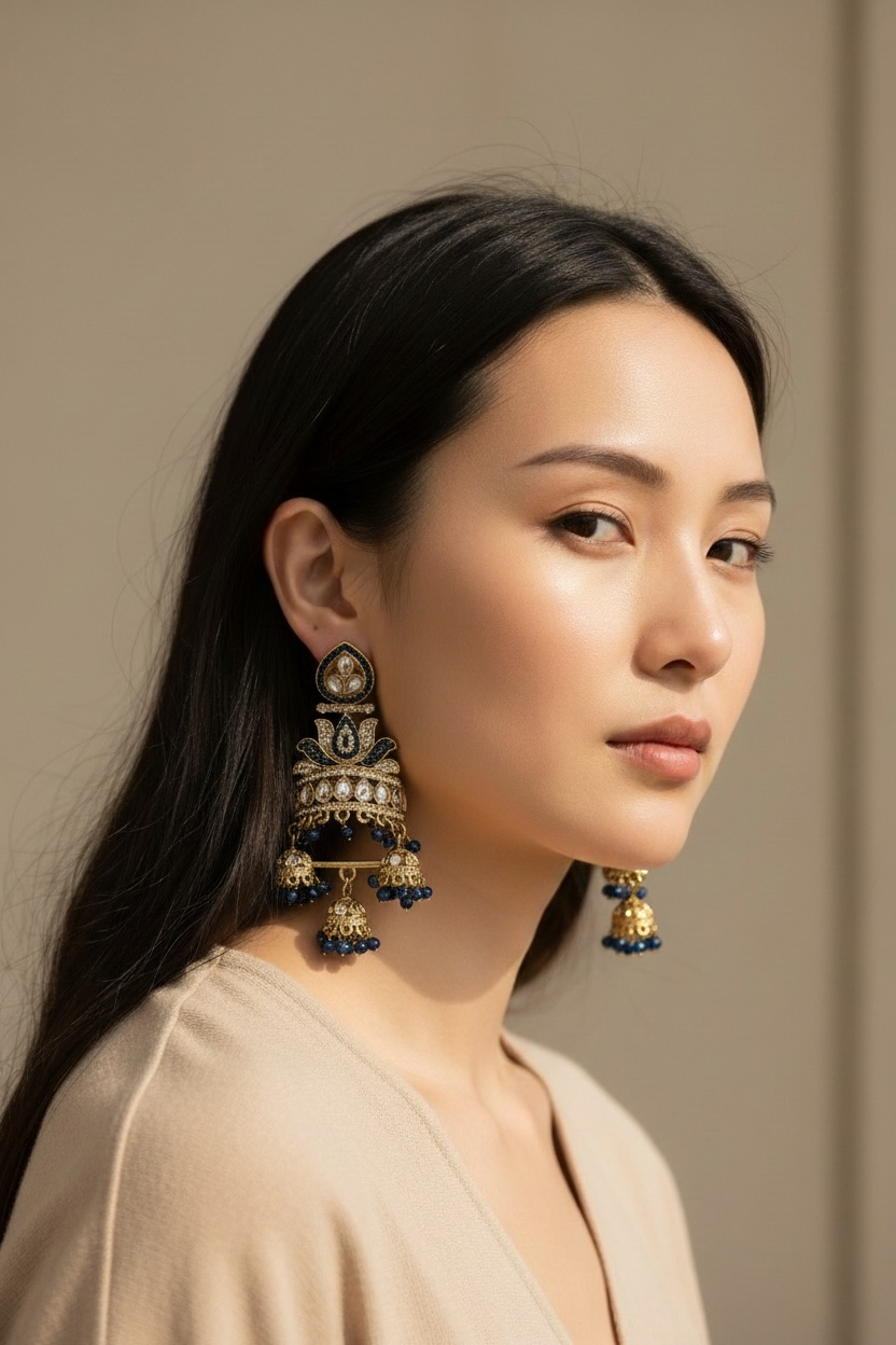 Aqua blue Jhumka Earrings