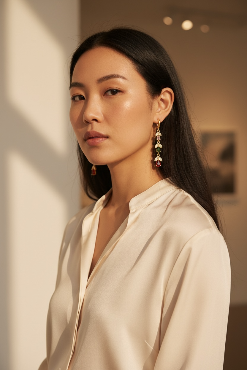 AD Multi-Stone Tulip Earring