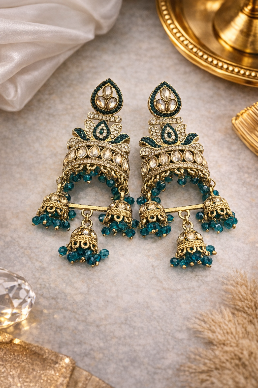 Sea green Jhumka Earrings