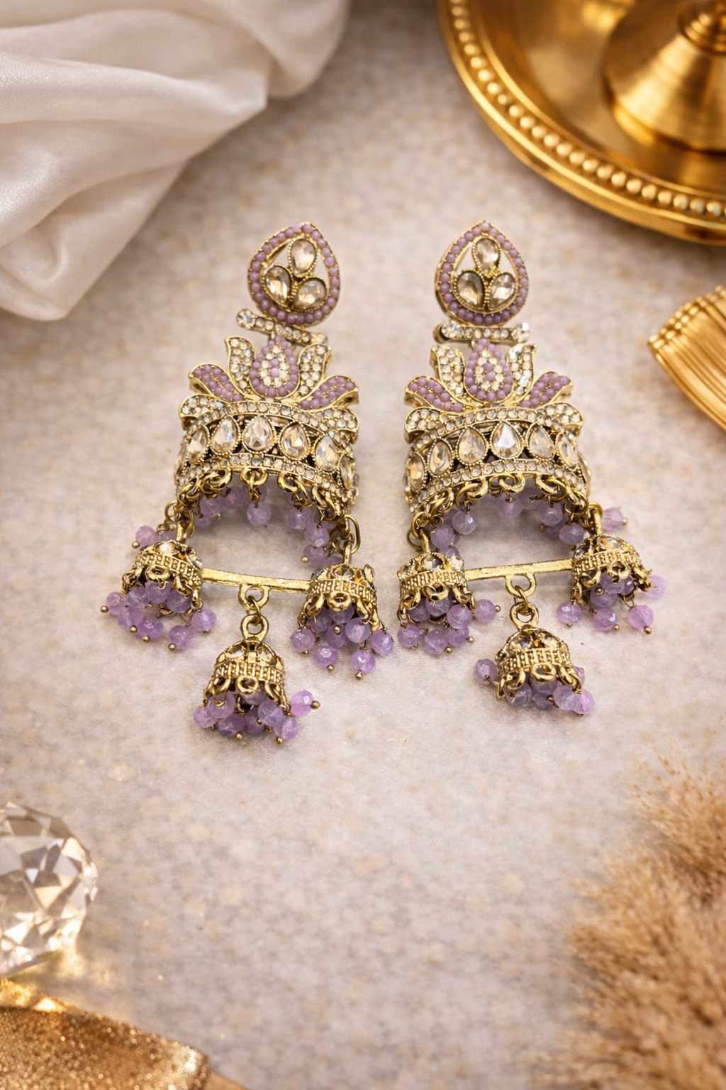 Purple Jhumka Earrings