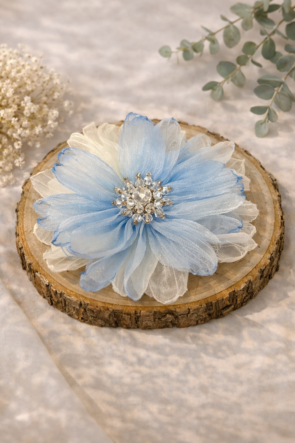 Blue Floral Crystal Hair clip