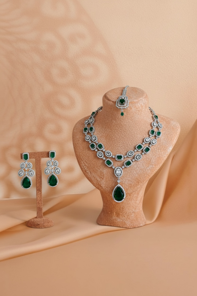 AD Royal Emerald Bridal Necklace