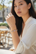 Pastel Blossom Heart Bangle Bracelet