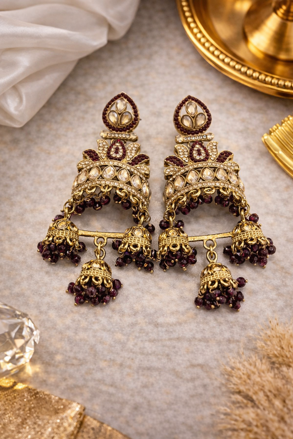 Brown Jhumka Earrings