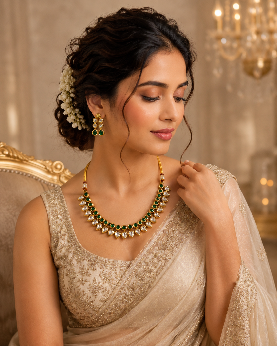 Emerald Polki Classic Necklace