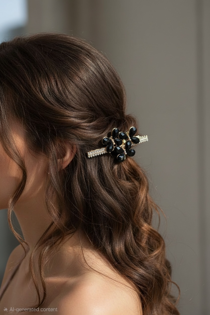 Floral Crystal Hair Clip