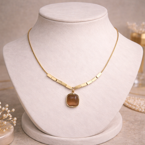 Anti-Tarnish Modern Square Pendant