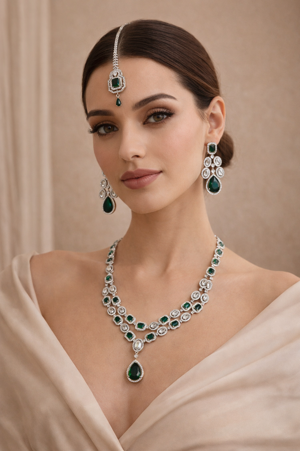 AD Royal Emerald Bridal Necklace