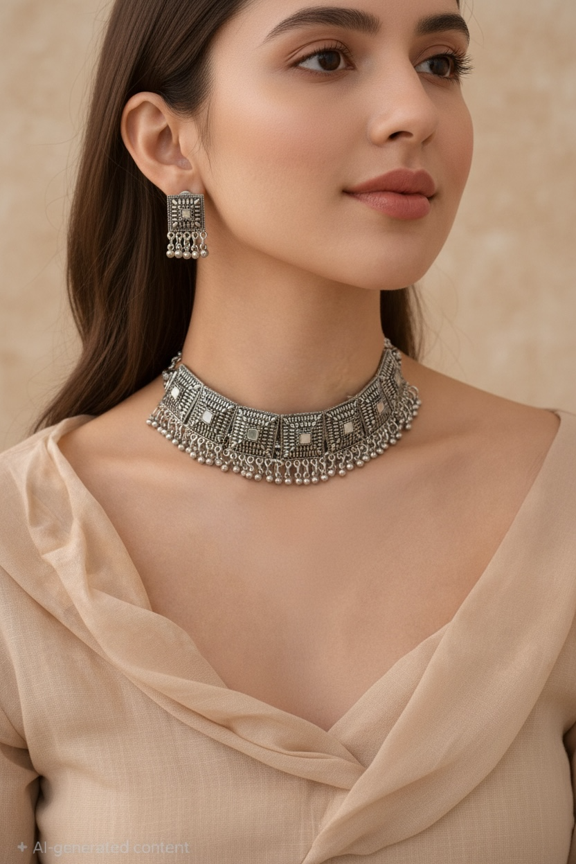 Oxidized Choker Necklace