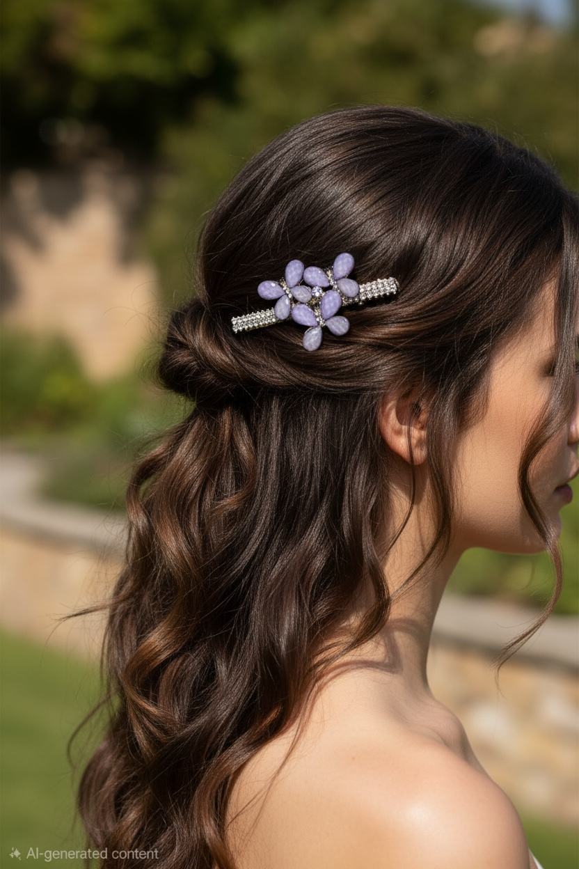 Floral Crystal Hair Clip