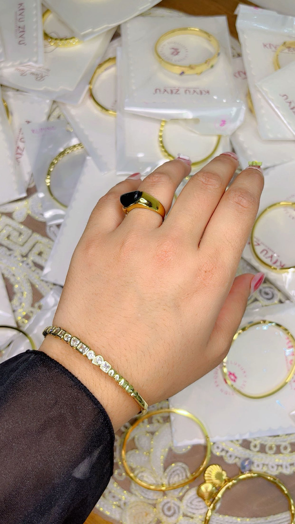 18K Gold Plated Crystal Tennis Bangle Bracelet