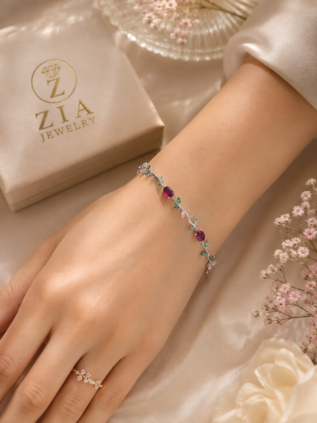Blooming Tulip Silver Multi Bracelet