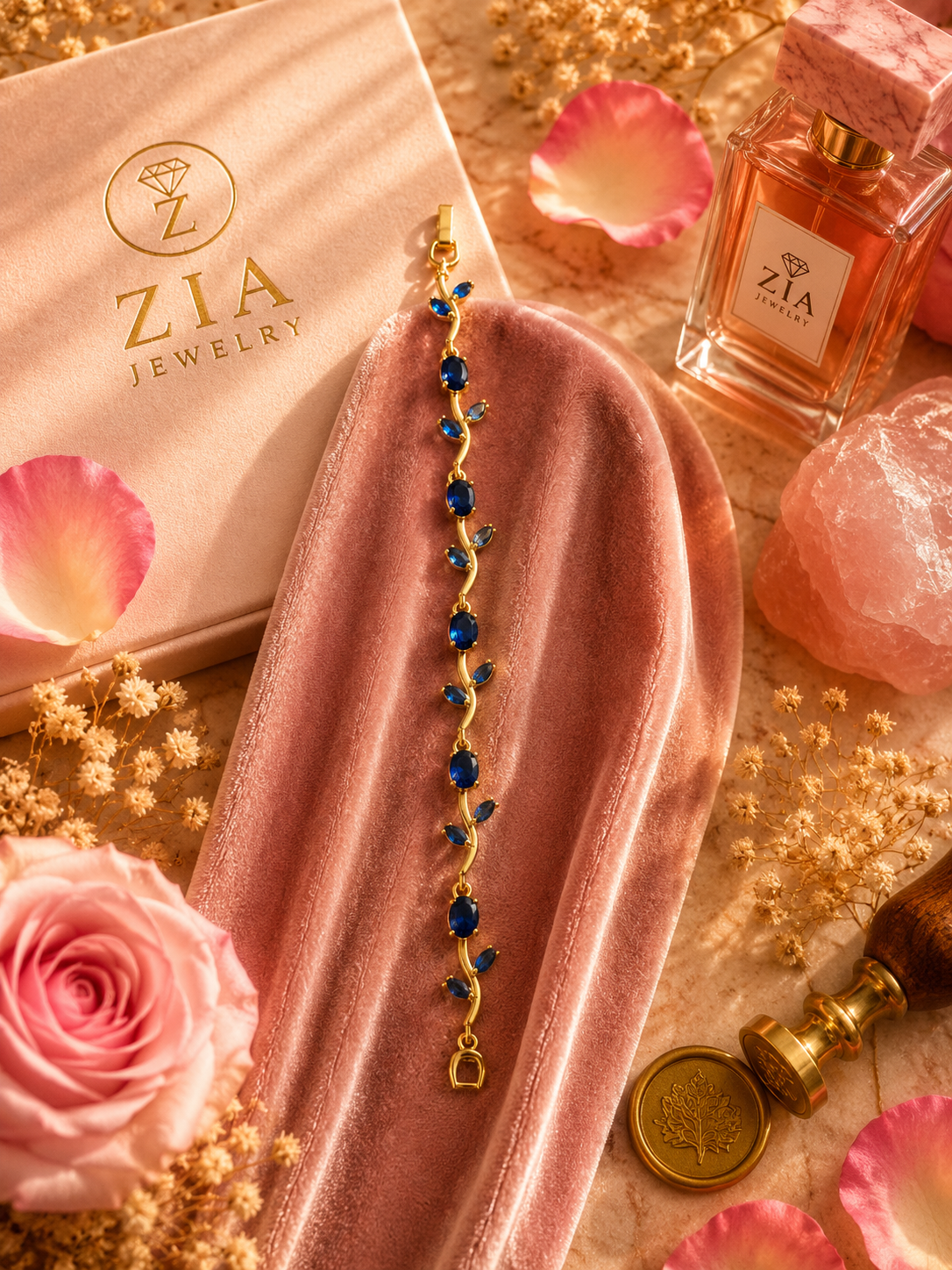 Blooming Tulip Golden Blue Bracelet