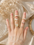 ✨ Elegant Pearl & Crystal Six-Ring Combo