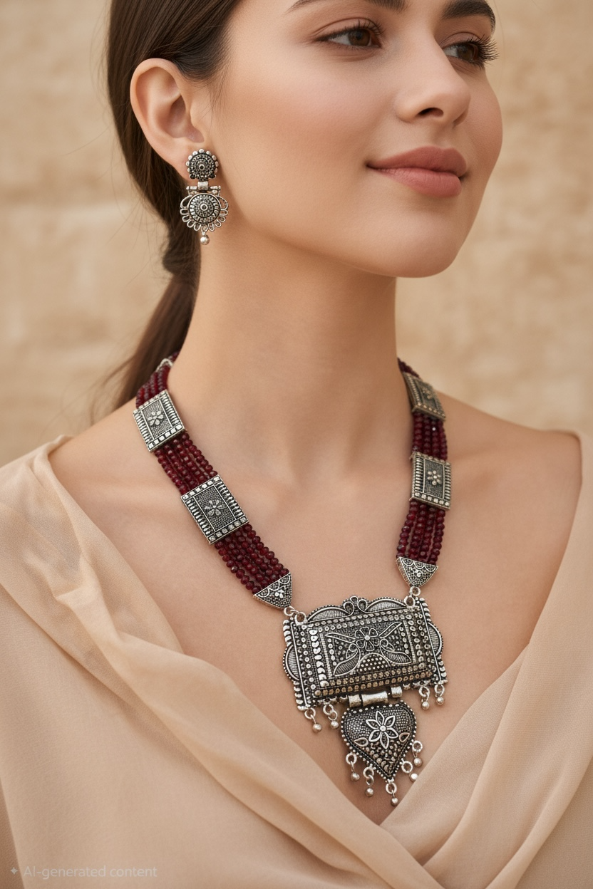 Oxidized Tribal Necklace