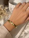 Green Leaf Emerald Anti-Tarnish Kada Bracelet