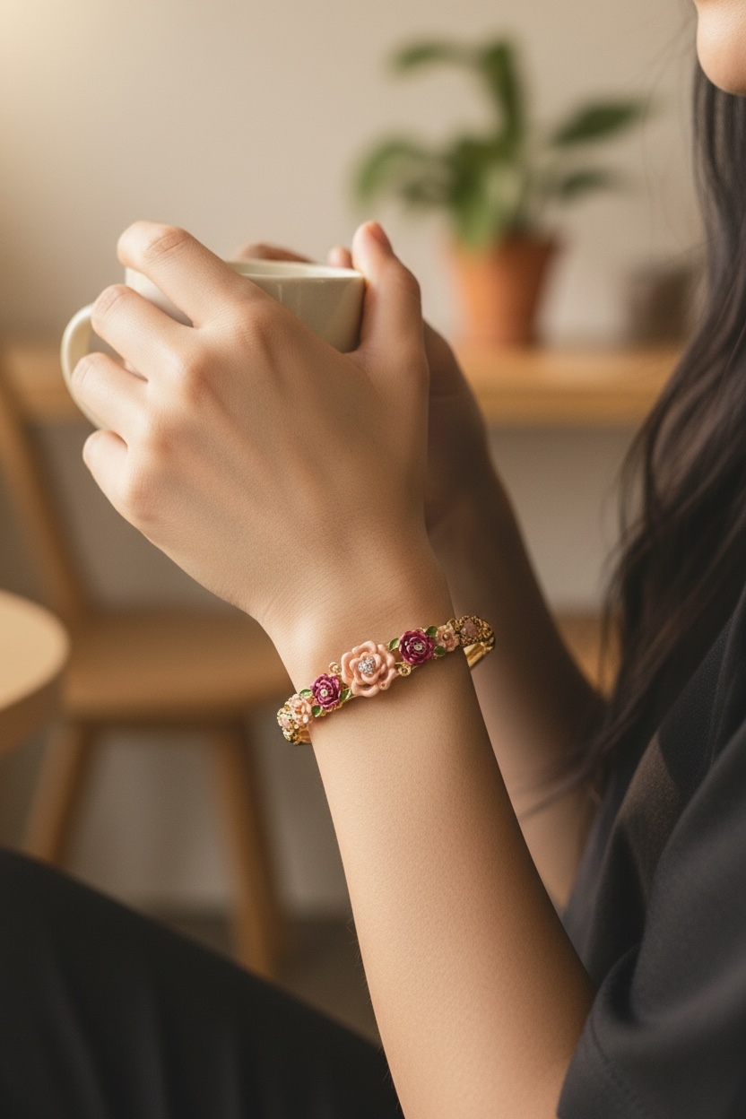 Floral Bloom Bangle Bracelet