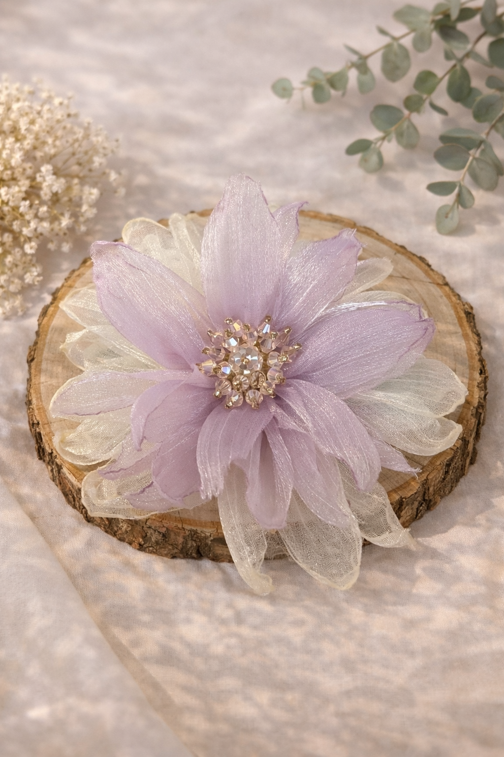 Violet Floral Crystal Hair clip