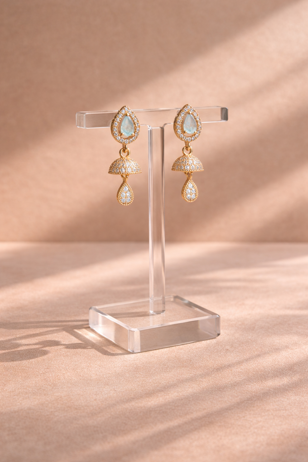 Gold Teardrop Pearl Mini Jhumka