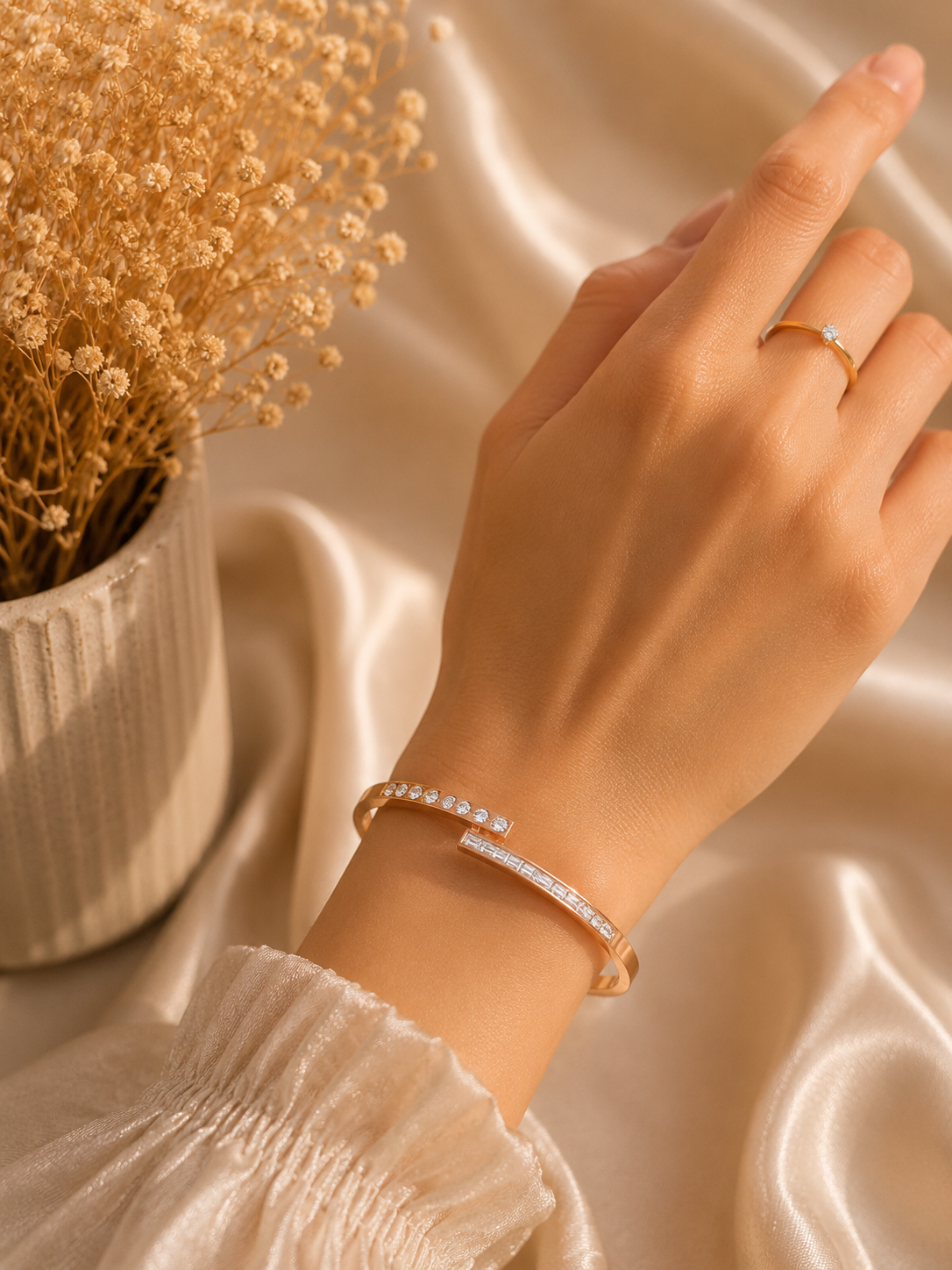18K Gold Plated Crystal Bangle Bracelet