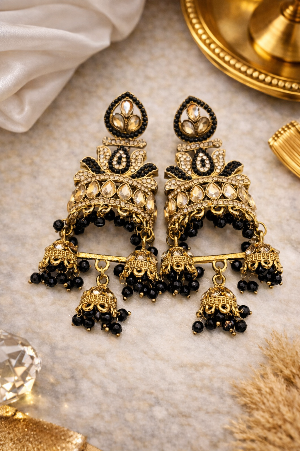 Black Jhumka Earrings