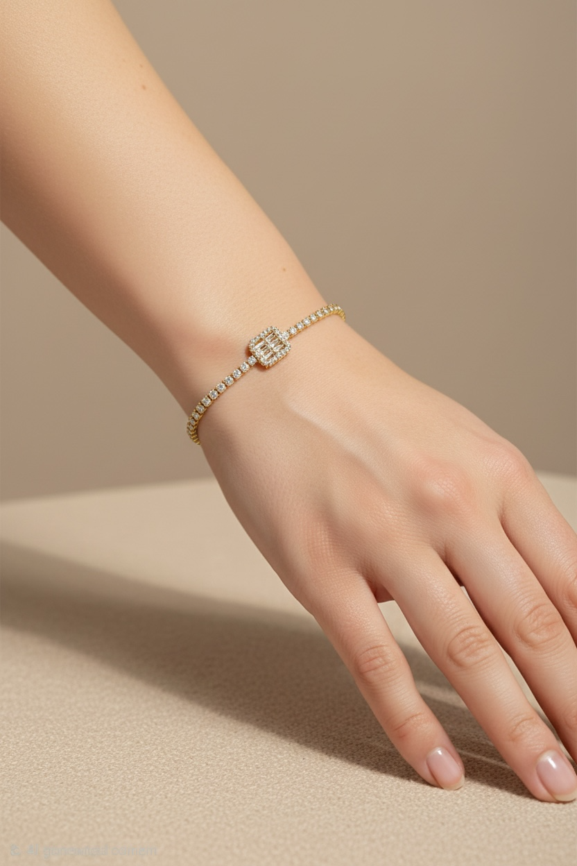 Diamond Square Tennis Bracelet